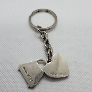 Nine West Silver Colored Heart & Purse Keychain